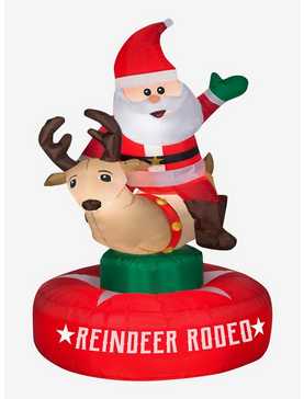 Reindeer Rodeo with Santa Animated Airblown, , hi-res