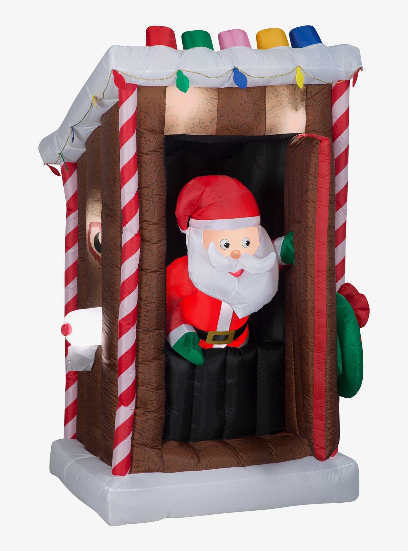 Santa's Outhouse Animated Airblown, , hi-res