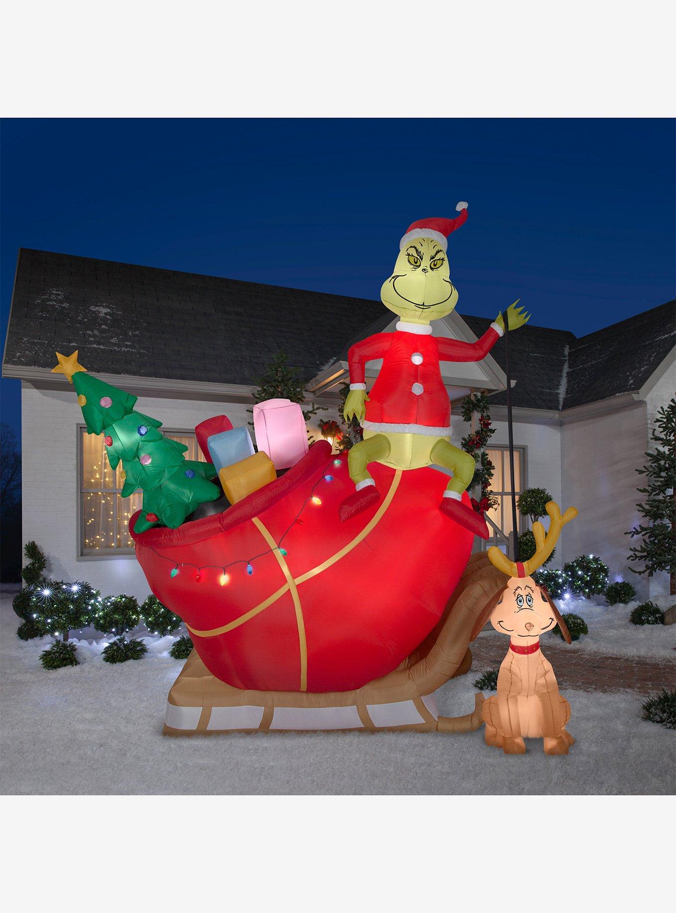 The Grinch and Max in Sleigh Airblown, , hi-res