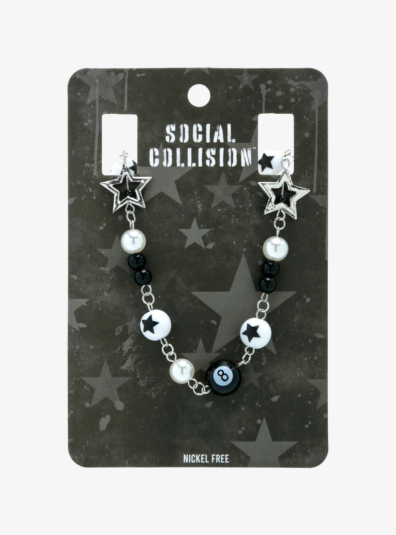 Social Collision 8 Ball Star Bead Necklace, , hi-res