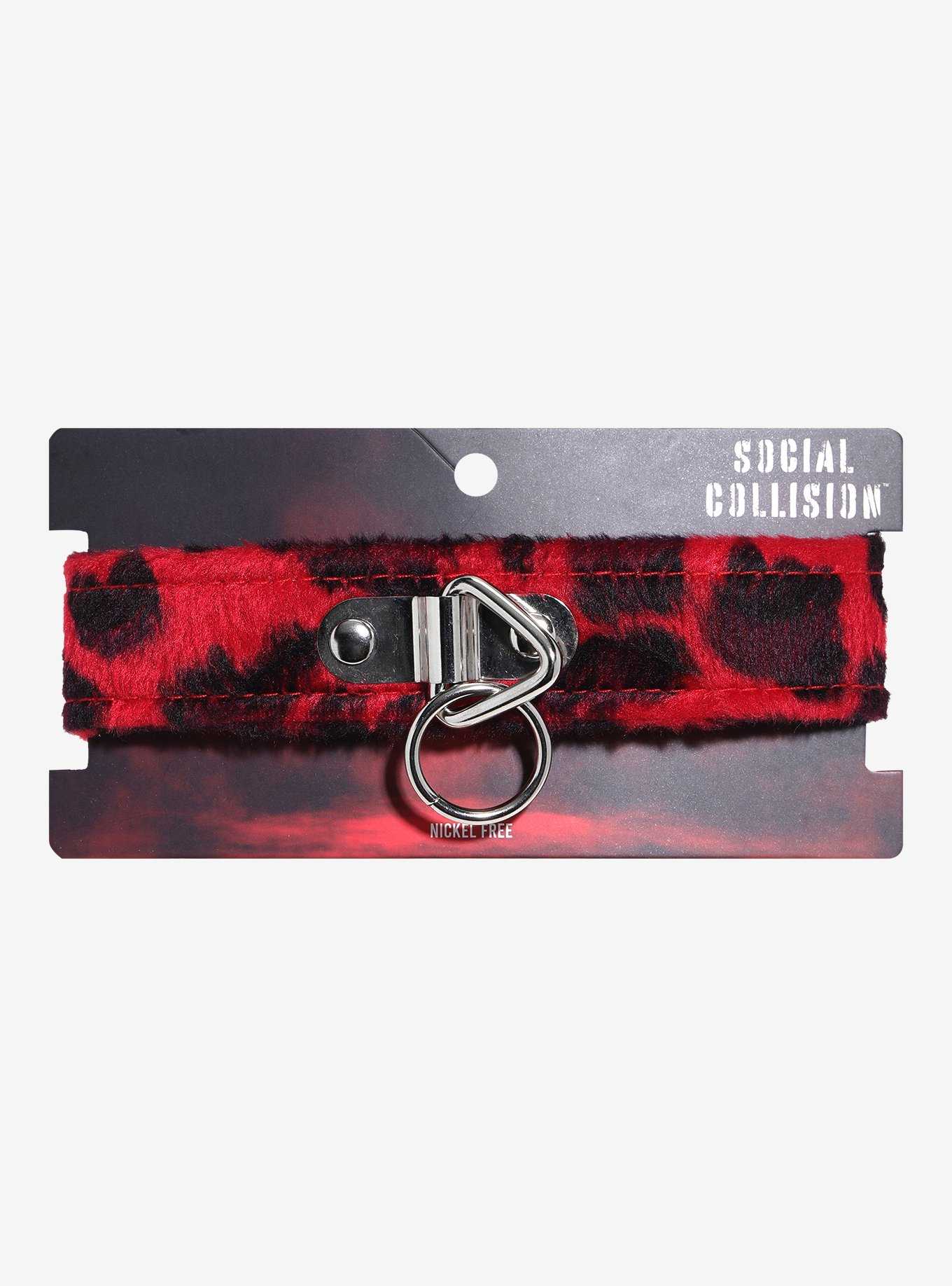 Social Collision® Red Leopard O-Ring Choker, , hi-res