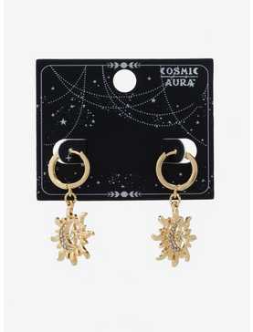 Cosmic Aura® Sun & Moon Bling Mini Hoop Earrings, , hi-res