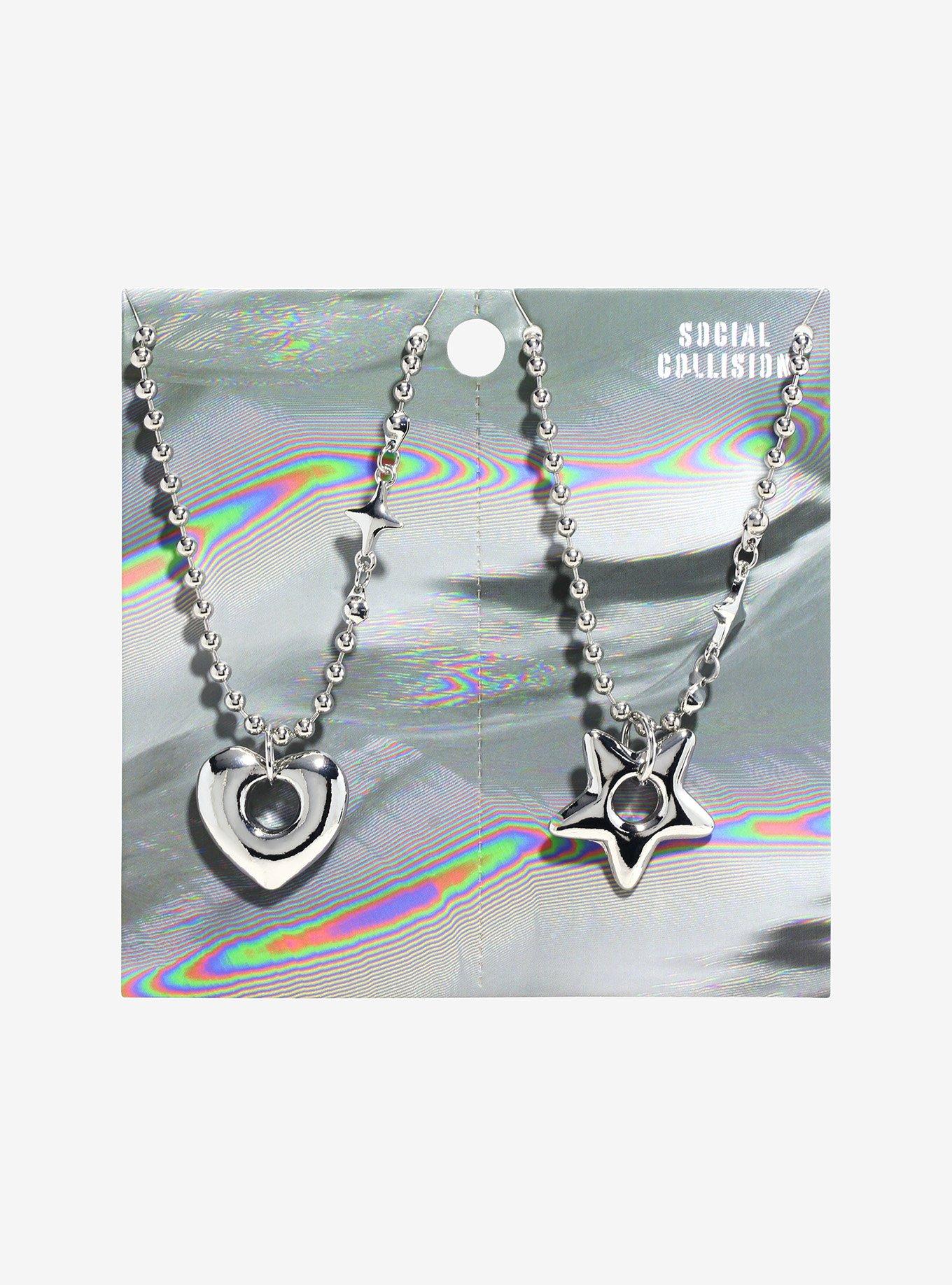 Social Collision® Heart Star Ball Chain Best Friend Necklace Set