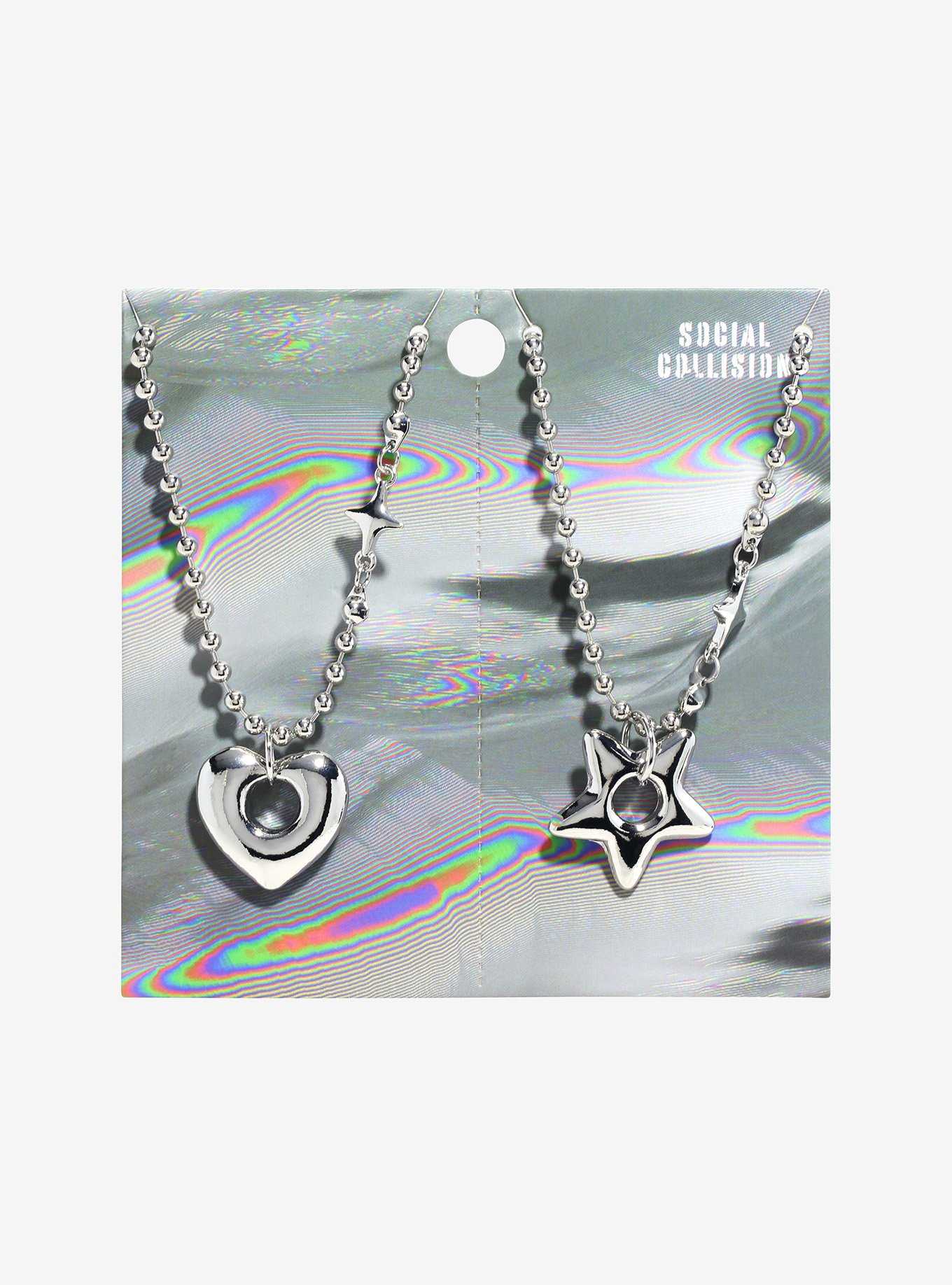 Social Collision® Heart Star Ball Chain Best Friend Necklace Set, , hi-res