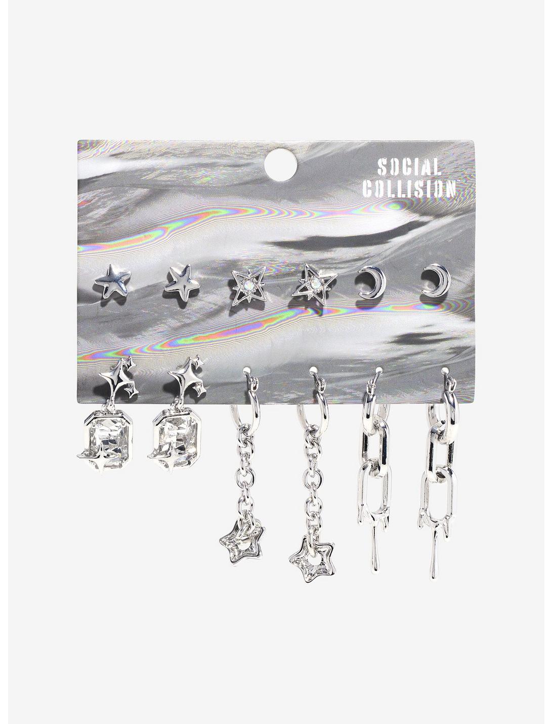 Social Collision® Star Drip Chain Earring Set, , hi-res