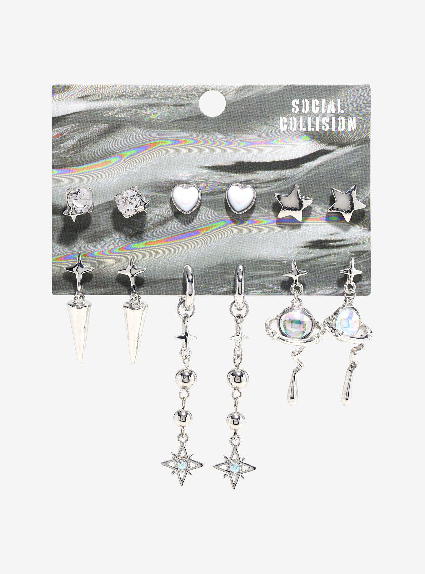 Social Collision® Silver Planet Star Earring Set