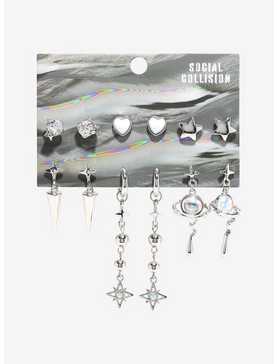 Social Collision® Silver Planet Star Earring Set, , hi-res