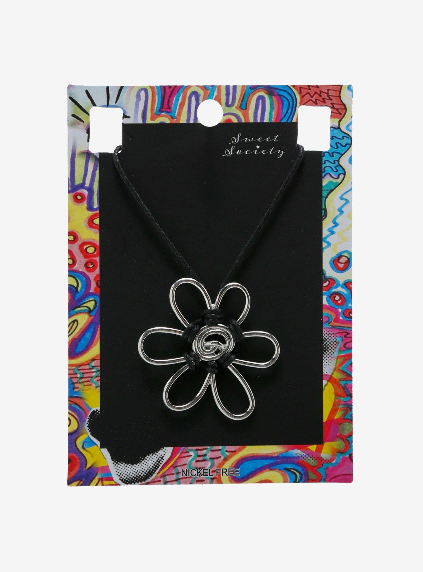 Sweet Society® Silver Flower Cord Necklace