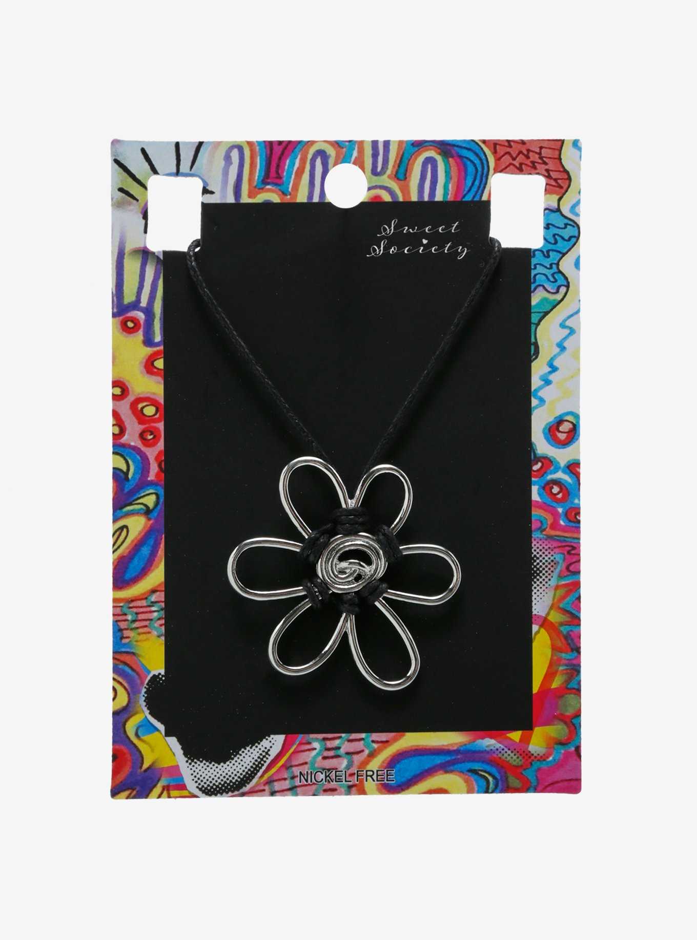 Sweet Society® Silver Flower Cord Necklace, , hi-res