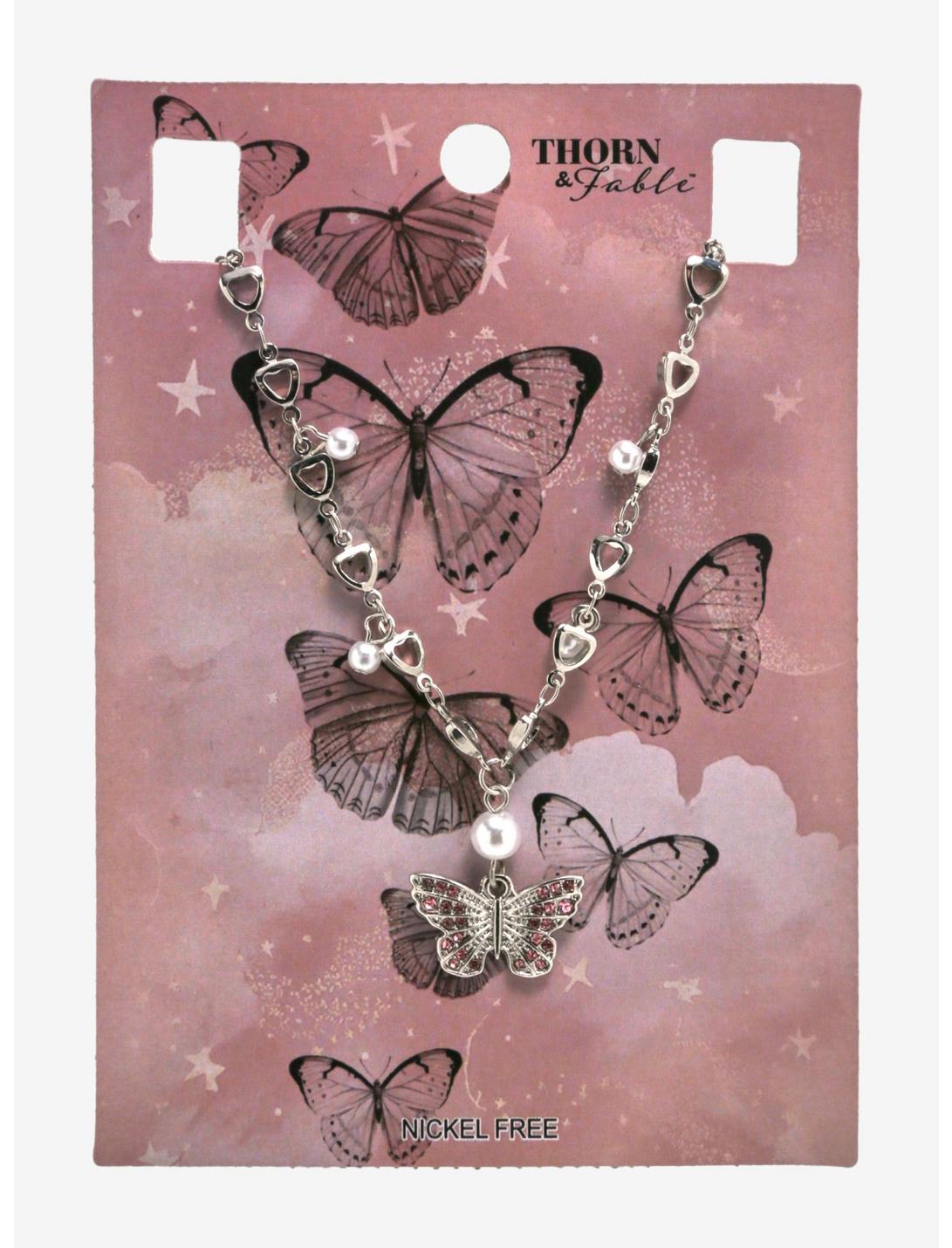 Thorn & Fable® Butterfly Heart Charm Necklace, , hi-res