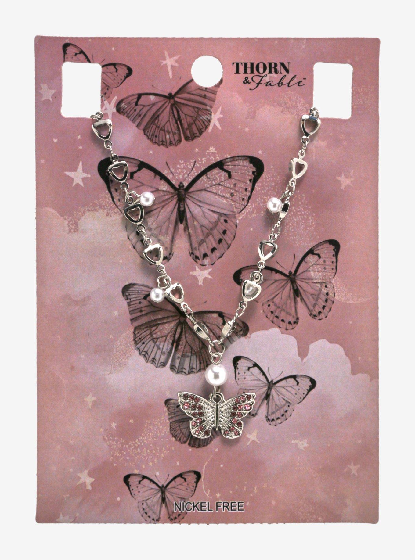 Thorn & Fable® Butterfly Heart Charm Necklace, , hi-res