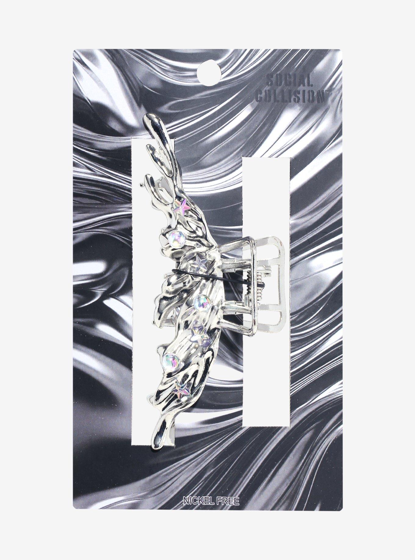 Social Collision® Silver Butterfly Drip Claw Hair Clip, , hi-res
