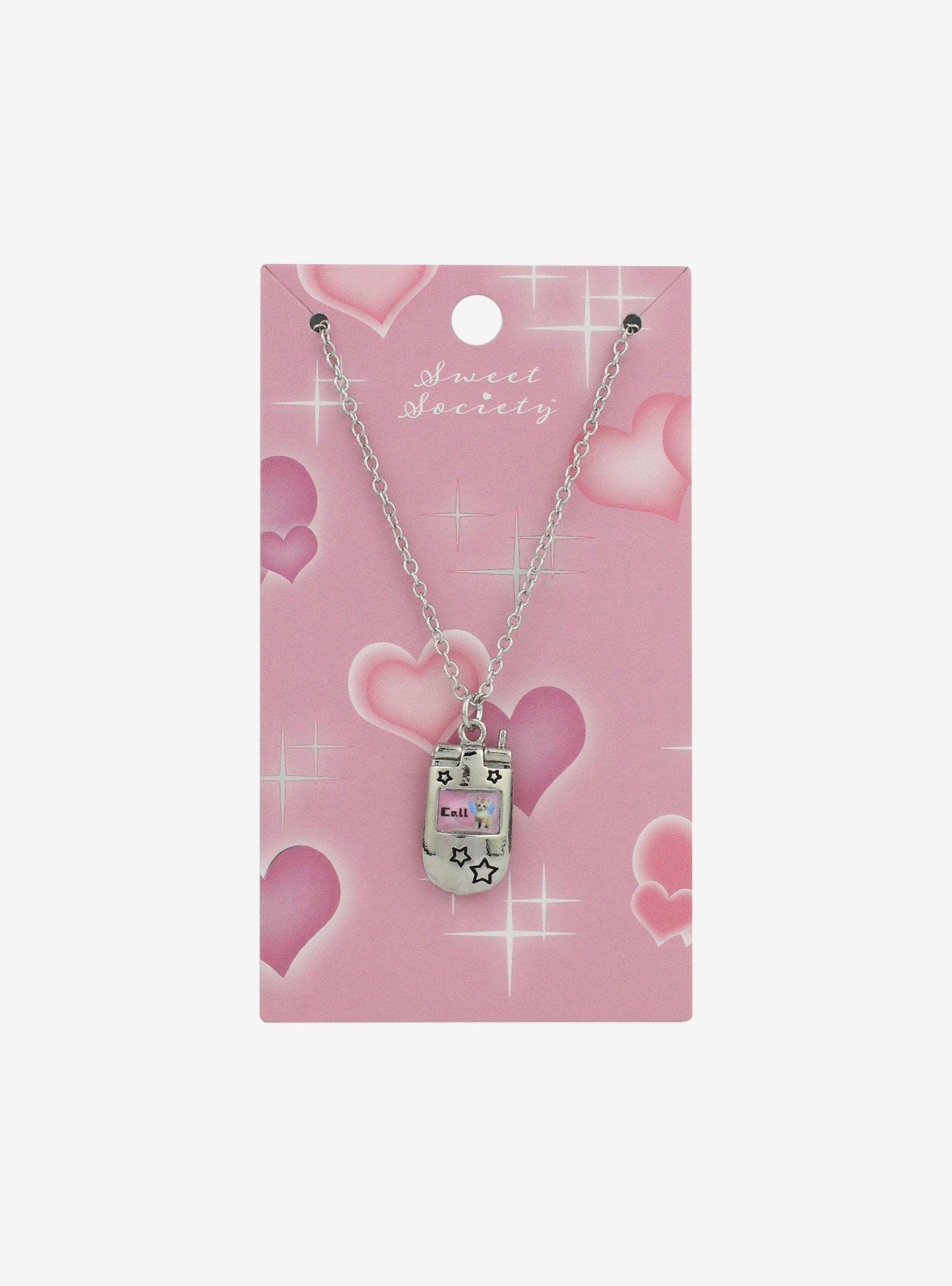 Sweet Society Cat Flip Phone Pendant Necklace, , hi-res