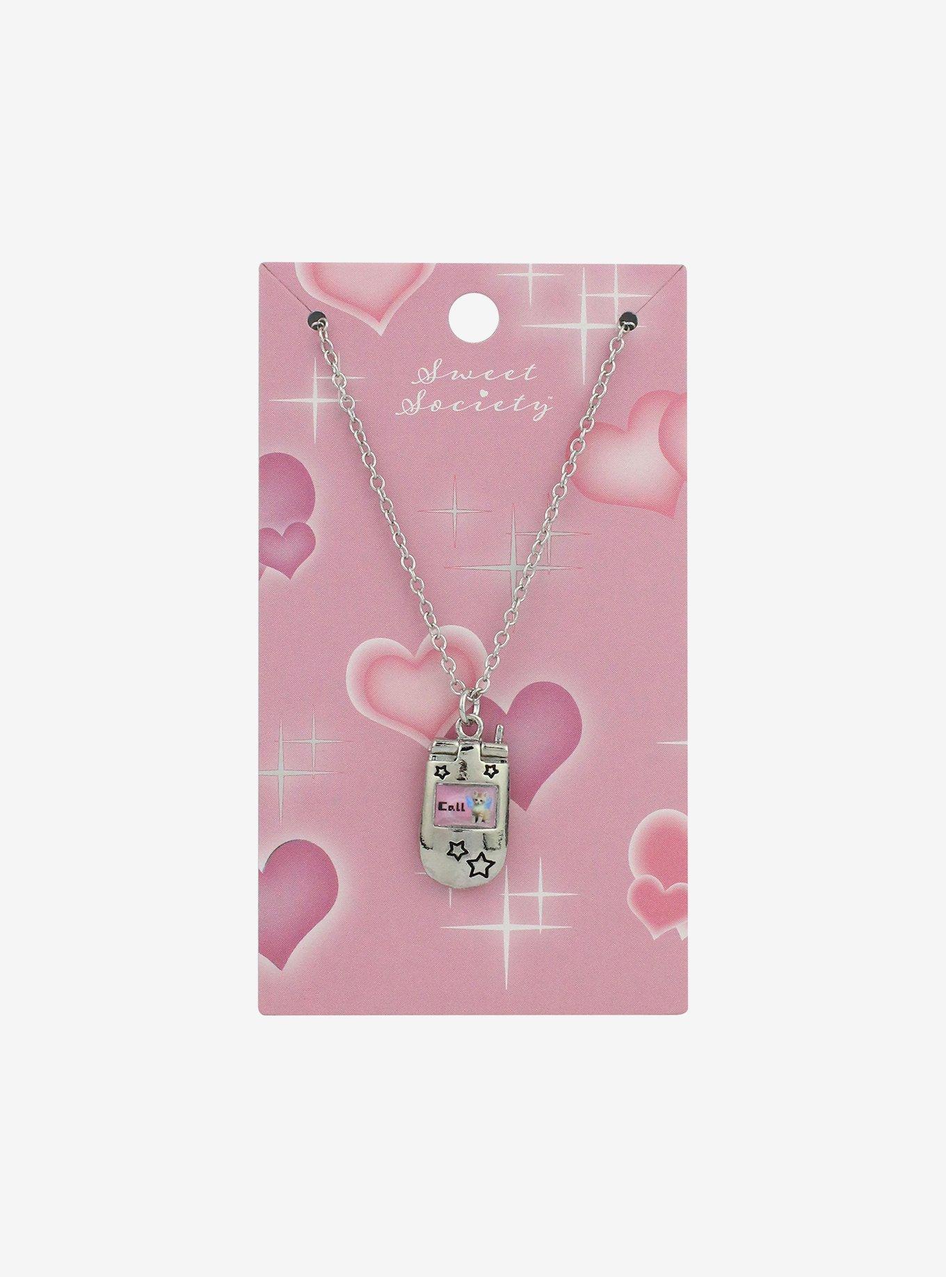 Sweet Society Cat Flip Phone Pendant Necklace, , hi-res