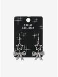 Social Collision® Silver Star Bow Drop Earrings, , hi-res