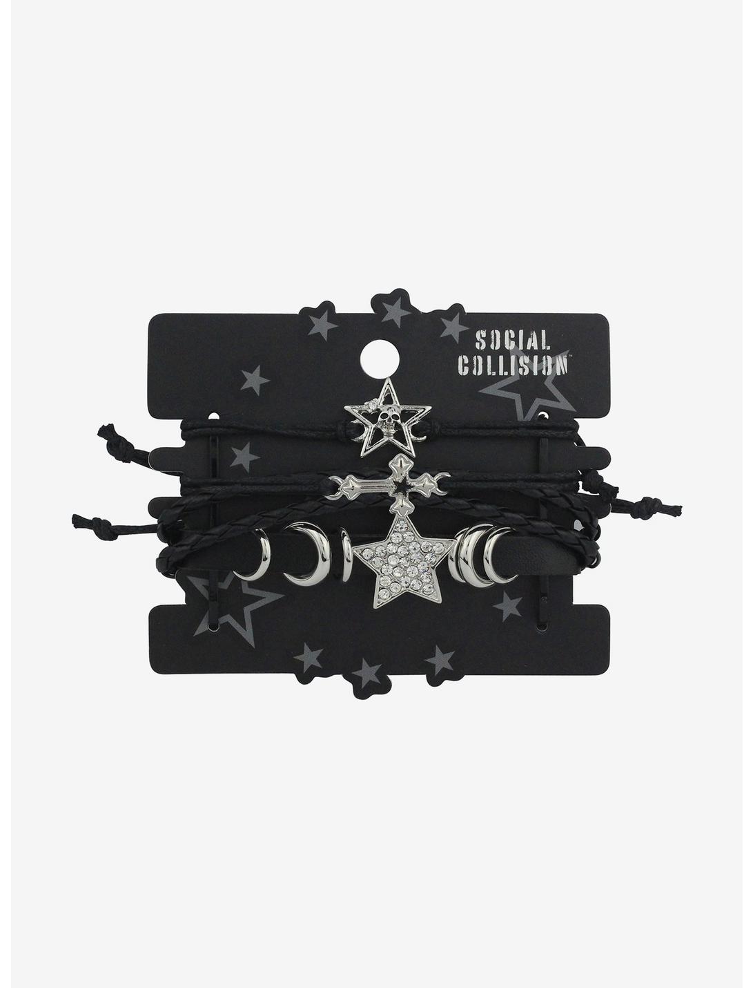 Social Collision® Star Cord & Faux Leather Bracelet Set, , hi-res