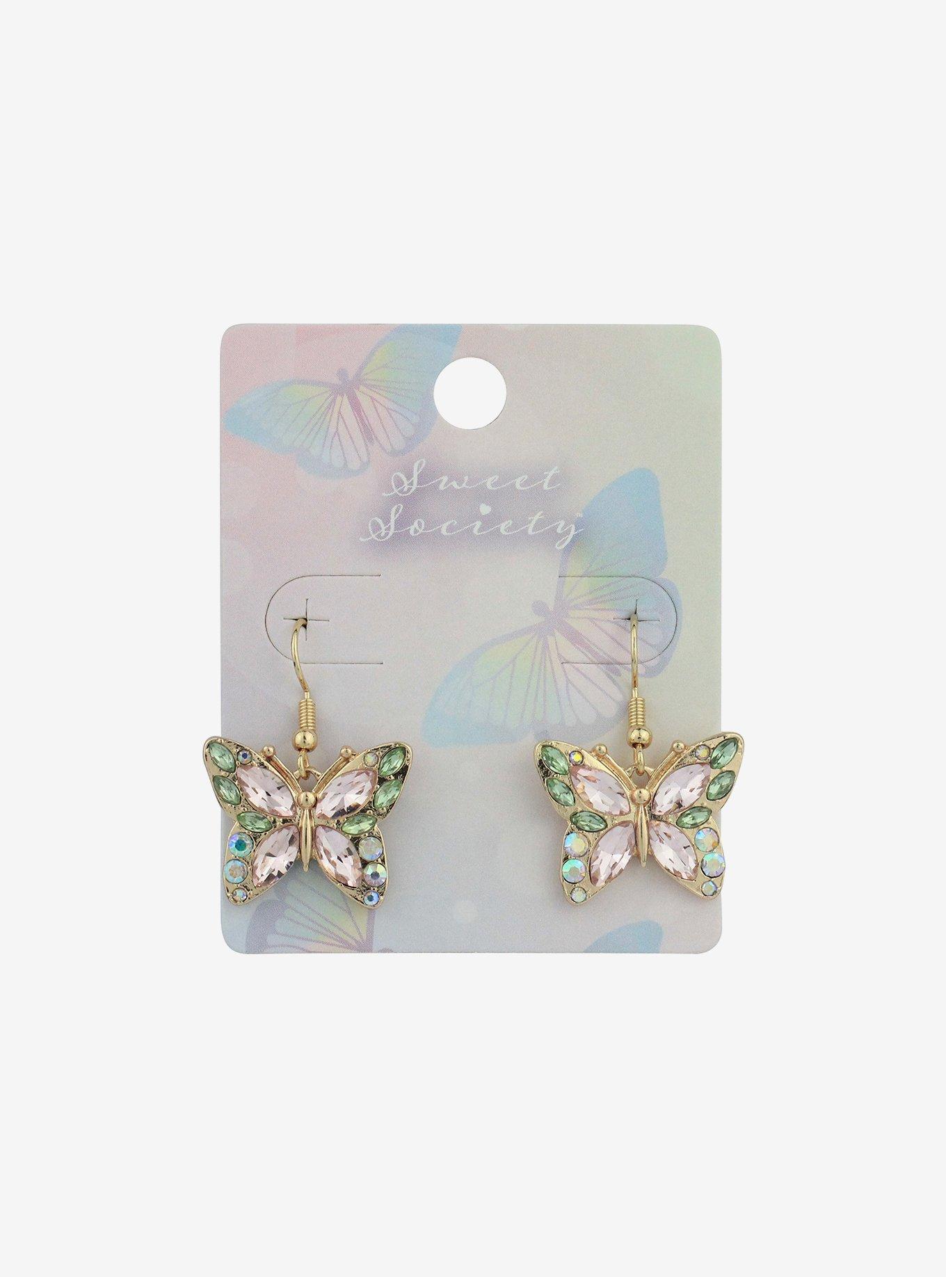 Sweet Society&reg; Butterfly Bling Drop Earrings, , hi-res