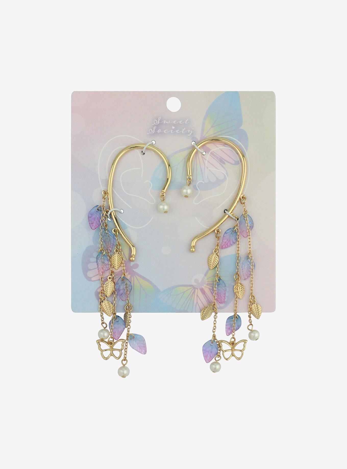 Sweet Society® Butterfly Leaf Drop Ear Cuff Set