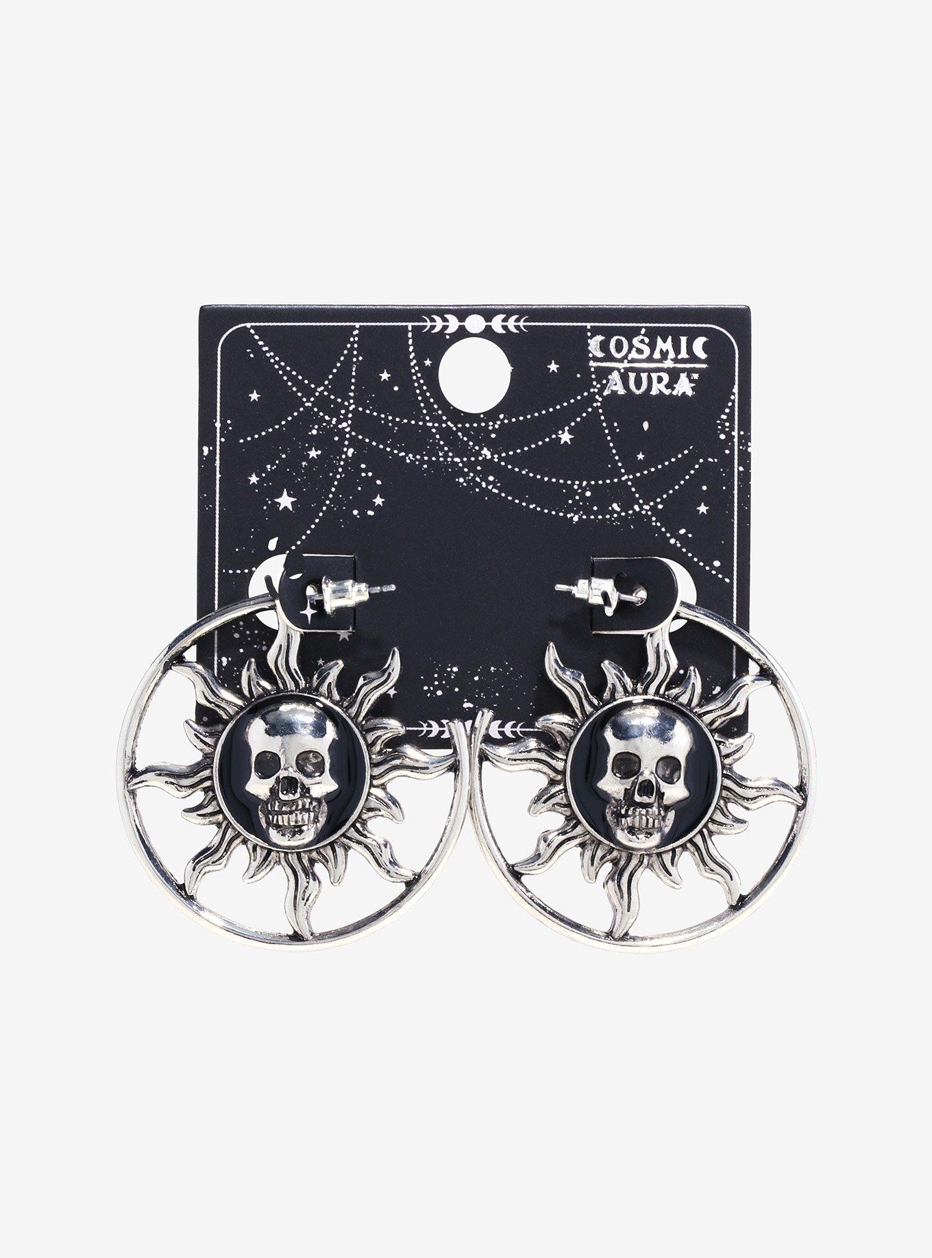 Cosmic Aura® Skull Sun Hoop Earrings, , hi-res