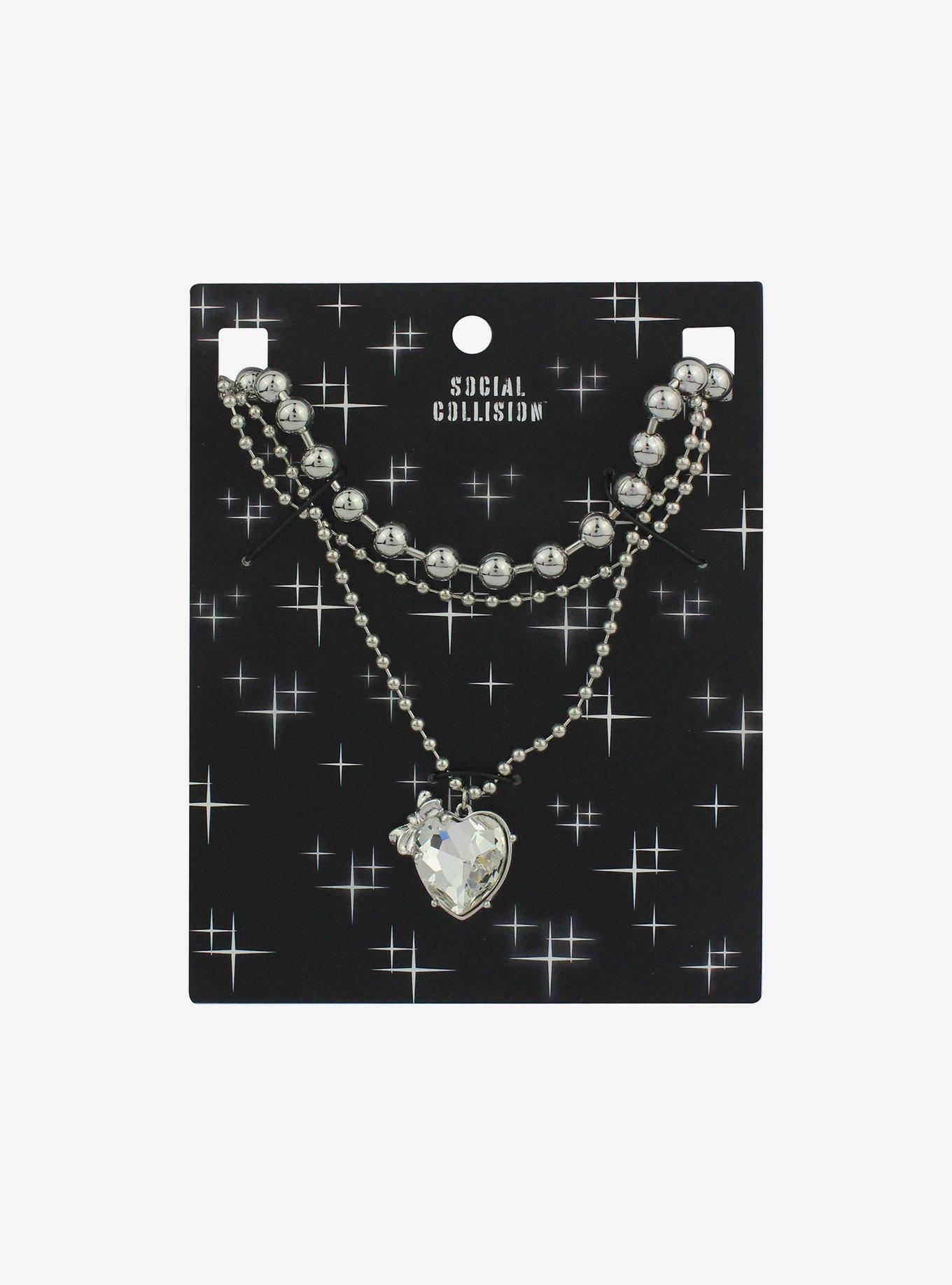 Social Collision® Heart Layered Ball Chain Choker Hot Topic