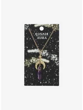 Cosmic Aura® Crescent Moon Purple Crystal Necklace, , hi-res