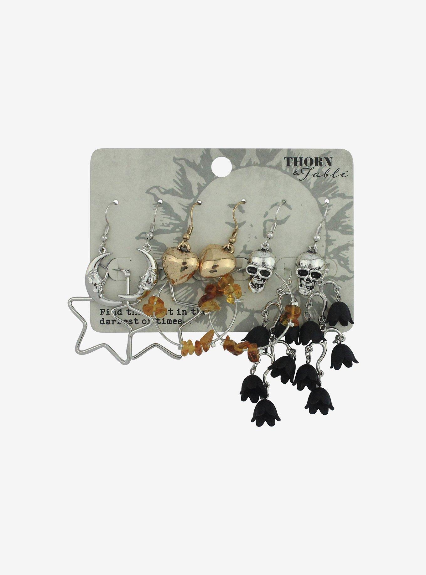 Thorn & Fable® Grunge Celestial Flower Earring Set