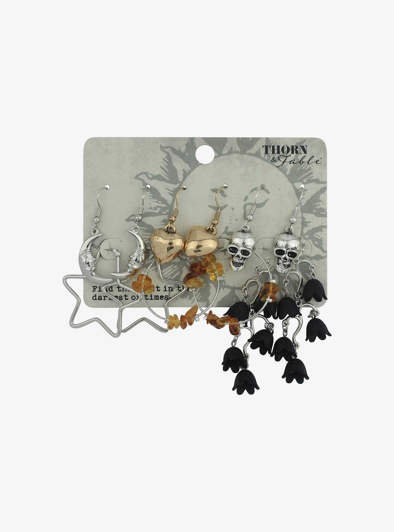 Thorn & Fable Grunge Celestial Flower Earring Set, , hi-res