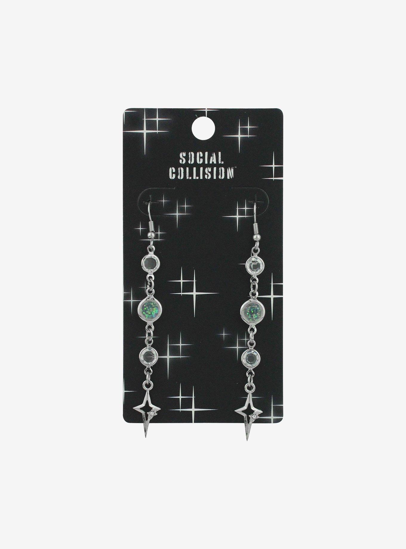 Social Collision® Dainty Star Bling Drop earrings, , hi-res