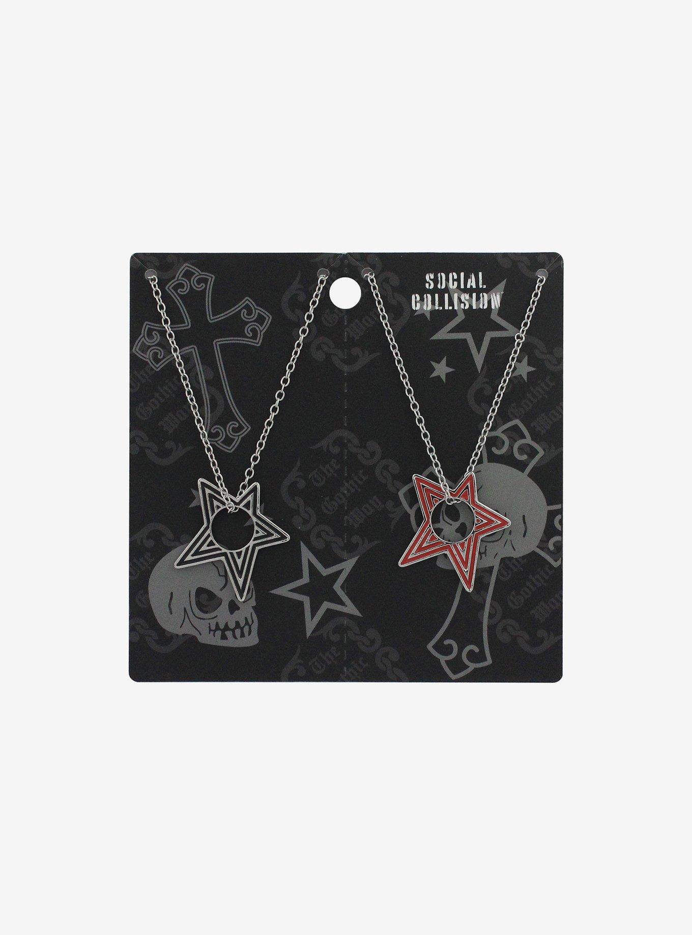 Social Collision® Open Star Outline Best Friend Necklace Set, , hi-res