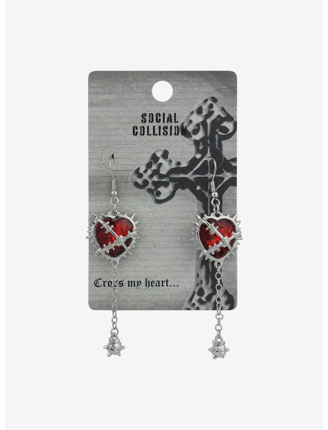 Social Collision® Heart Spike Chain Earrings, , hi-res