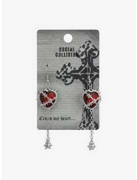 Social Collision® Heart Spike Chain Earrings, , hi-res