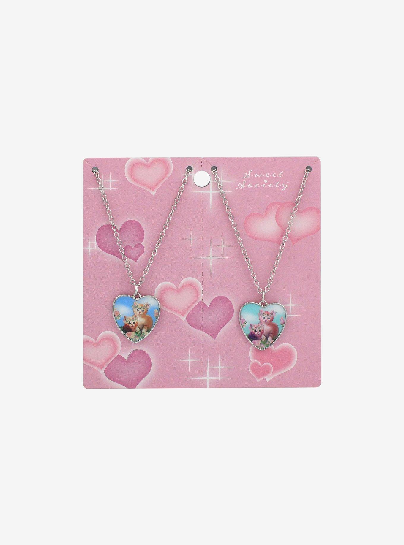 Sweet Society® Angel Kitten Heart Best Friend Necklace Set