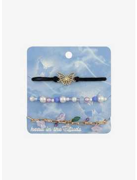 Butterfly Flower Faux Pearl Bracelet Set, , hi-res