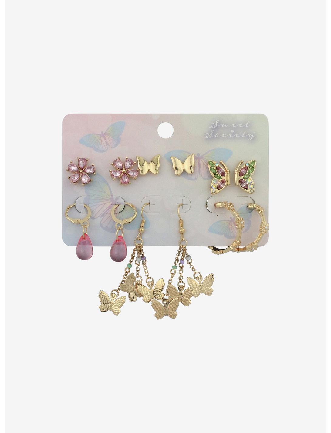 Sweet Society® Butterfly Flower Earring Set, , hi-res