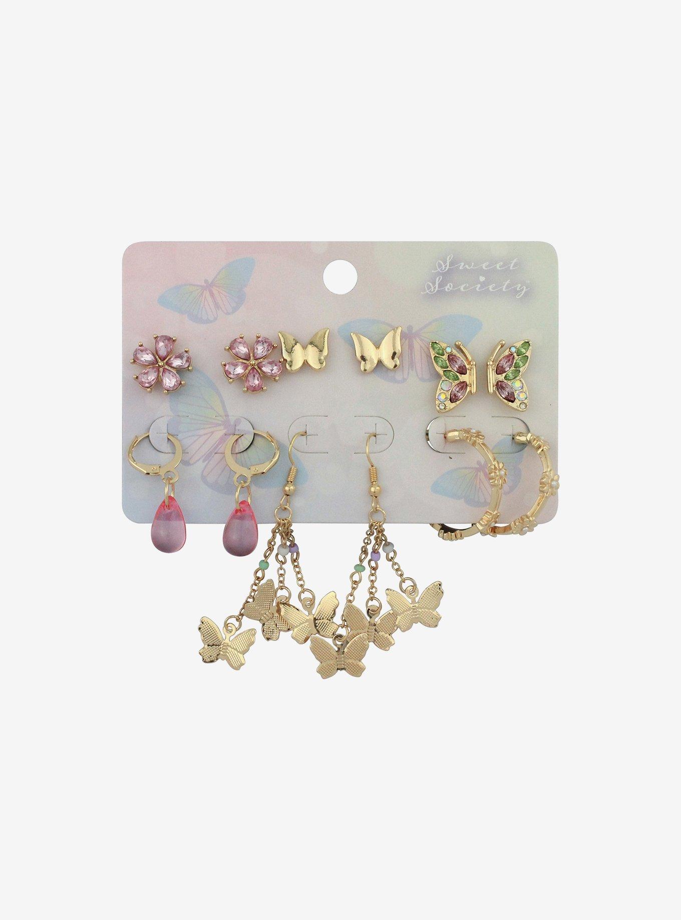 Sweet Society Butterfly Flower Earring Set Hot Topic