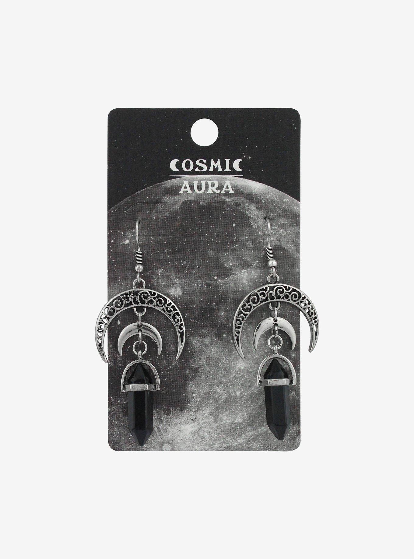 Cosmic Aura® Celestial Black Crystal Drop Earrings