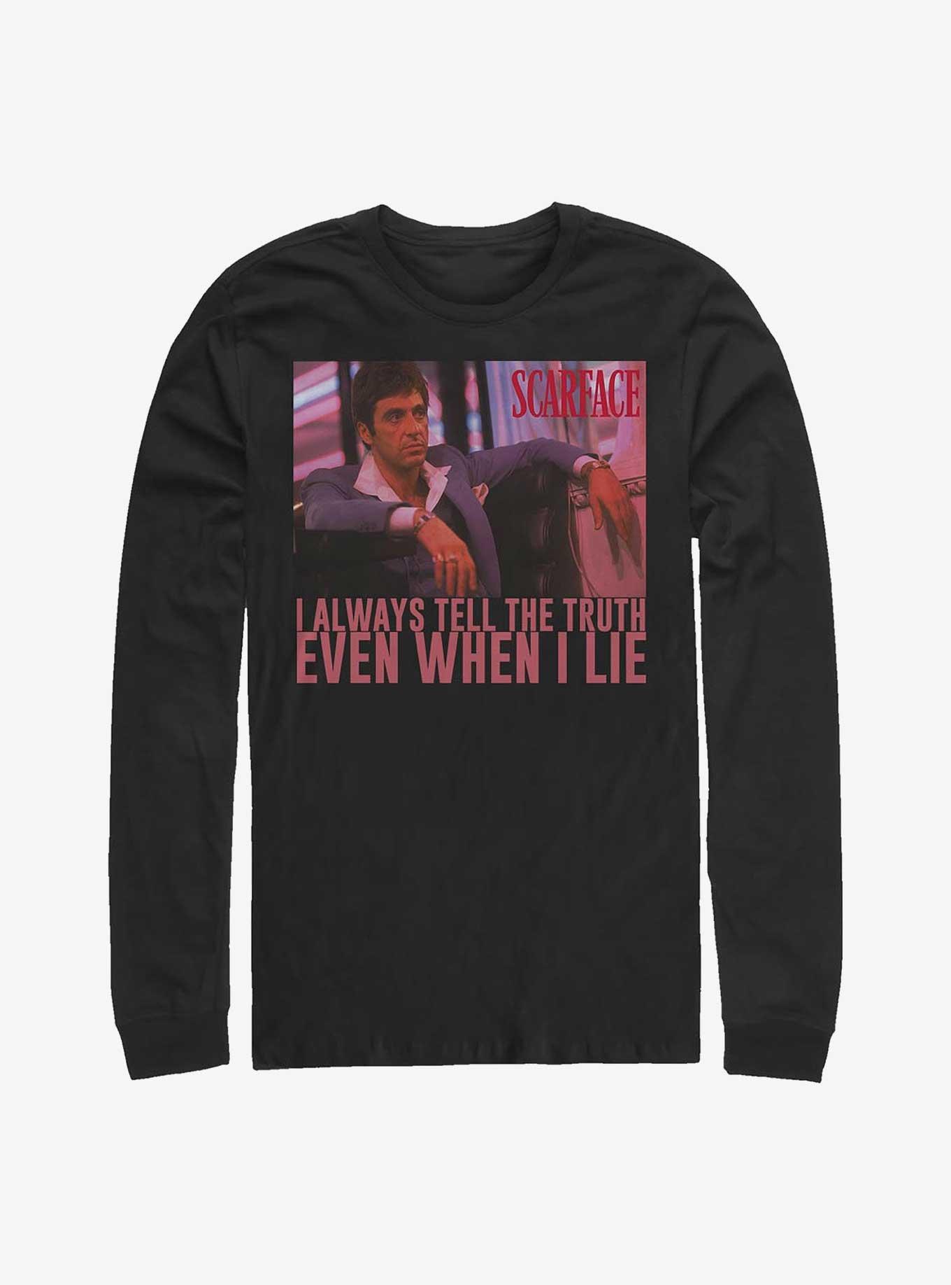 Scarface Always Tell The Truth Even When I Lie Long-Sleeve T-Shirt, BLACK, hi-res