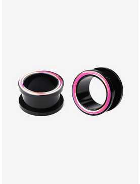 Acrylic Black & Iridescent Pink Eyelet Plug 2 Pack, , hi-res