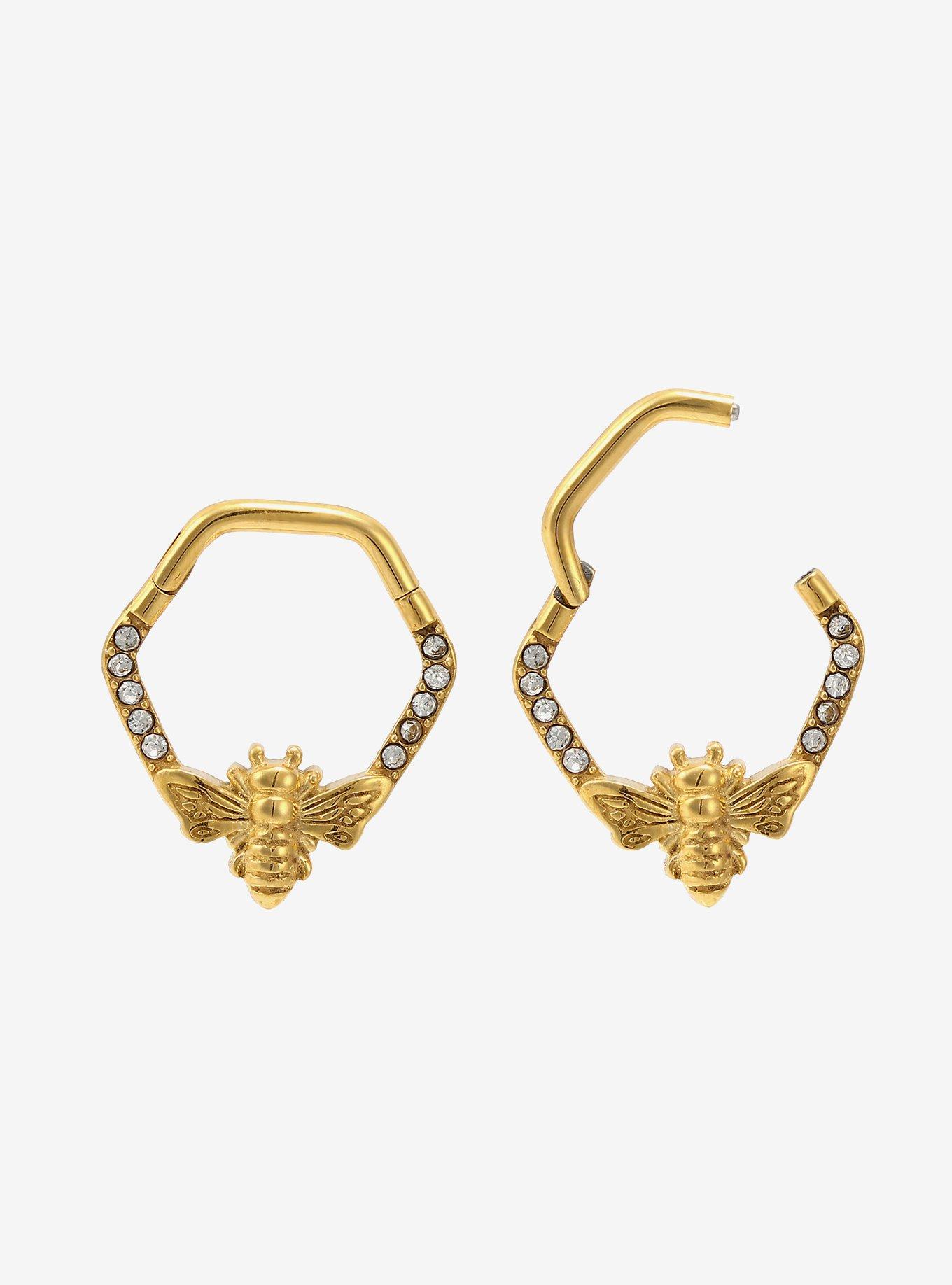 16G Steel Bee Gem Hinged Clicker, MULTI, hi-res