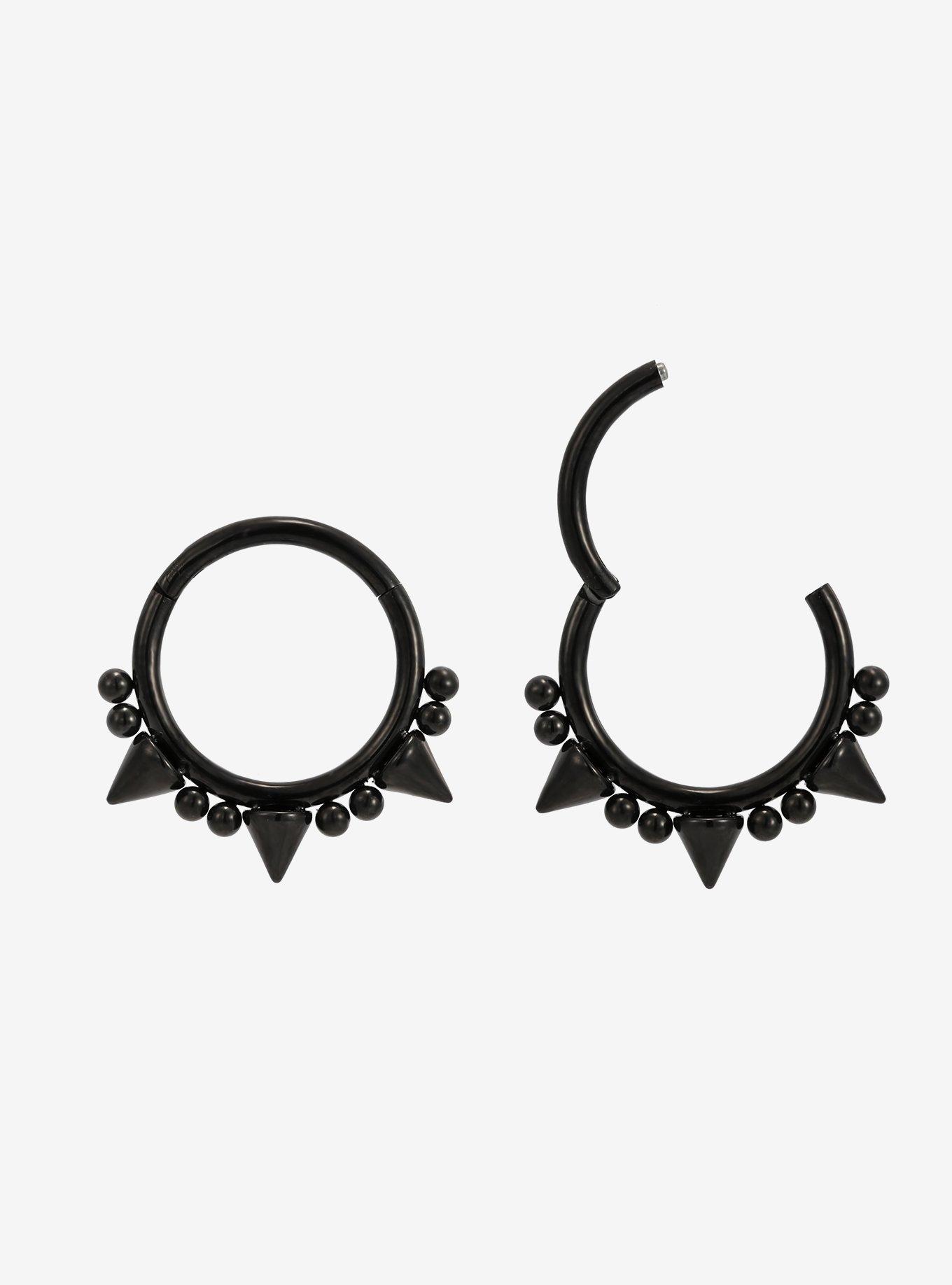 16G Steel Black Stud Ball Hinged Clicker