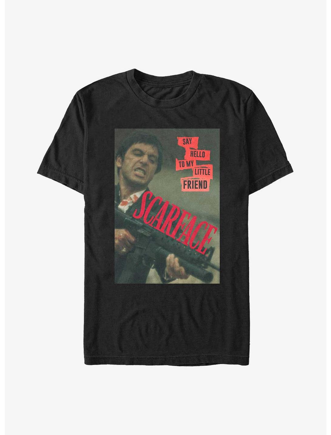 Scarface Say Hello To My Little Friend Poster T-Shirt, BLACK, hi-res