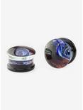 Glass Blue Black Spiral Plug 2 Pack, BLACK, hi-res