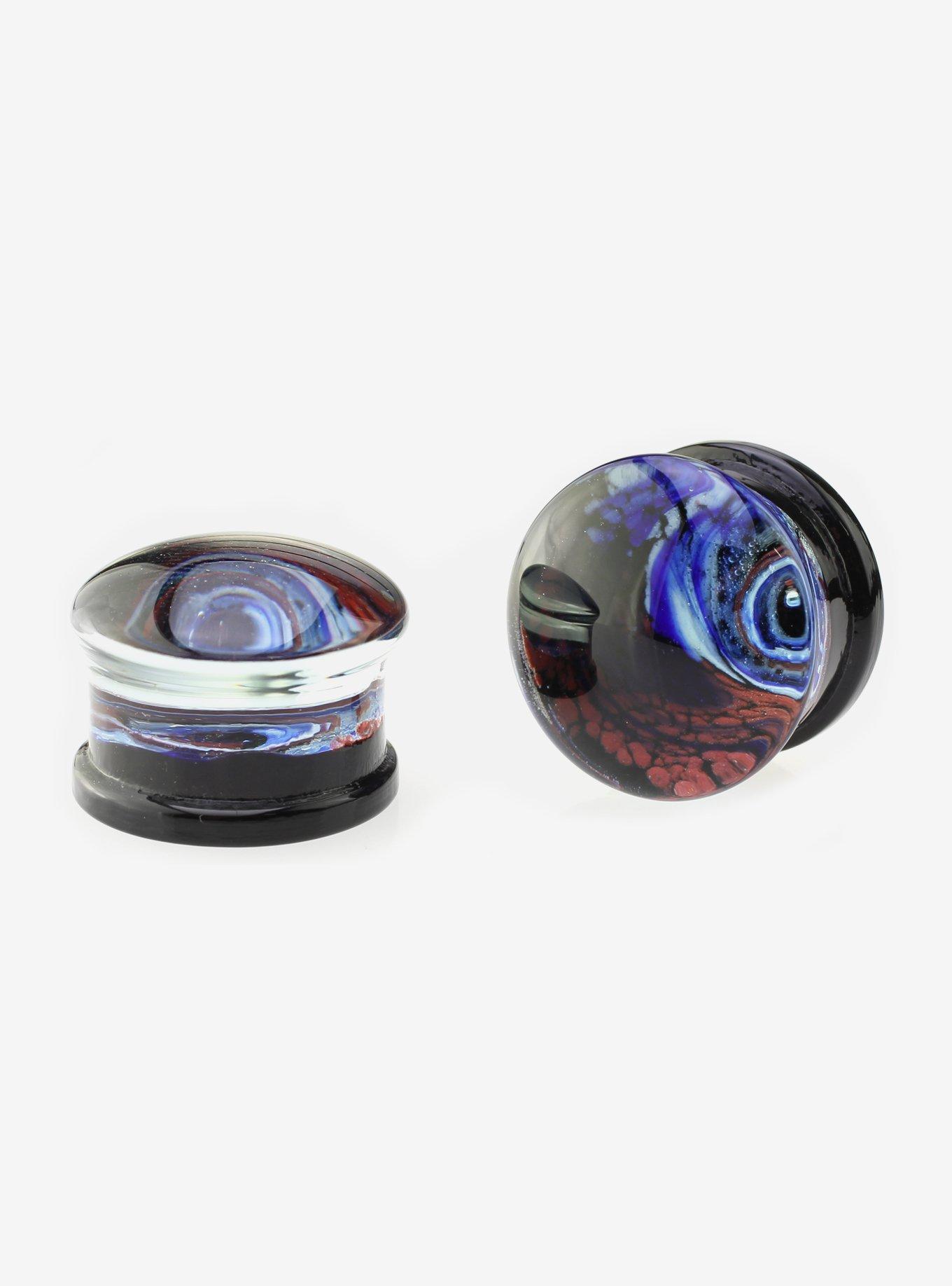 Glass Blue Black Spiral Plug 2 Pack, , hi-res