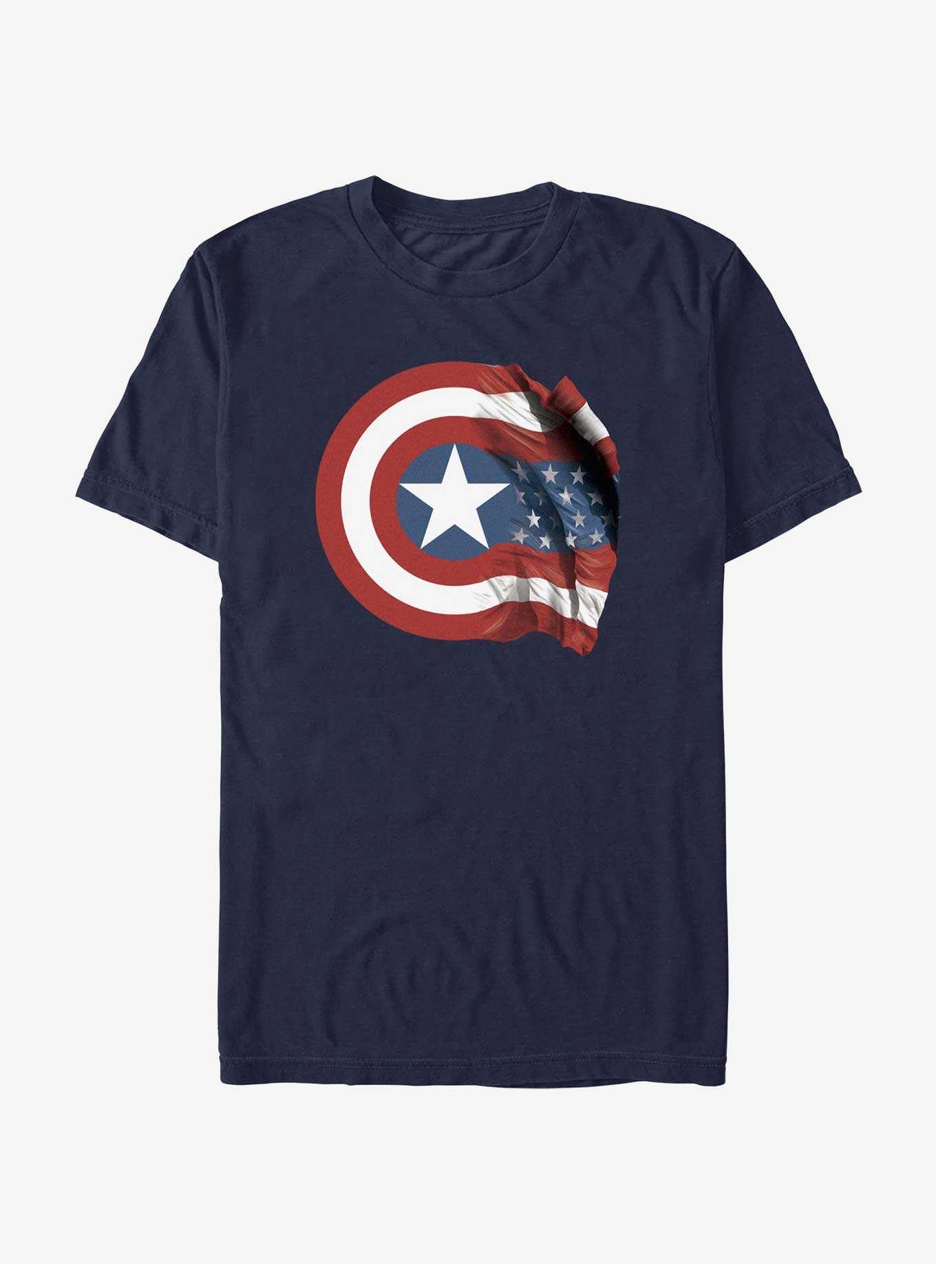 Marvel Captain America Flag And Shield T-Shirt, , hi-res