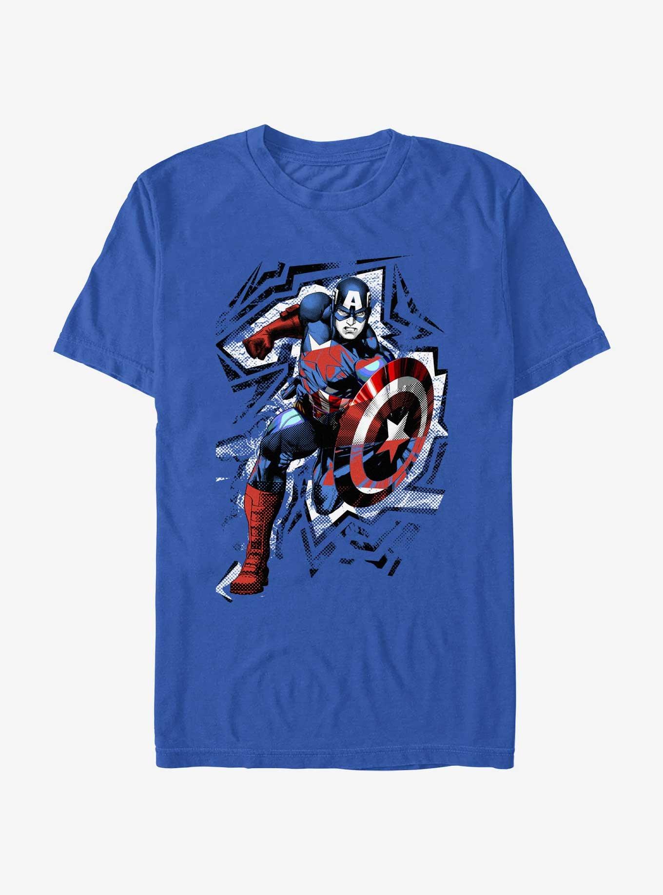 Marvel Captain America Half Toned Captain T-Shirt, ROYAL, hi-res