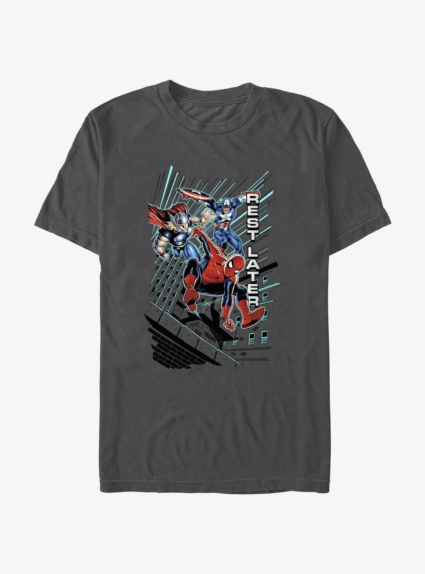 Marvel Avengers Leaping Trio Rest Later T-Shirt, CHARCOAL, hi-res