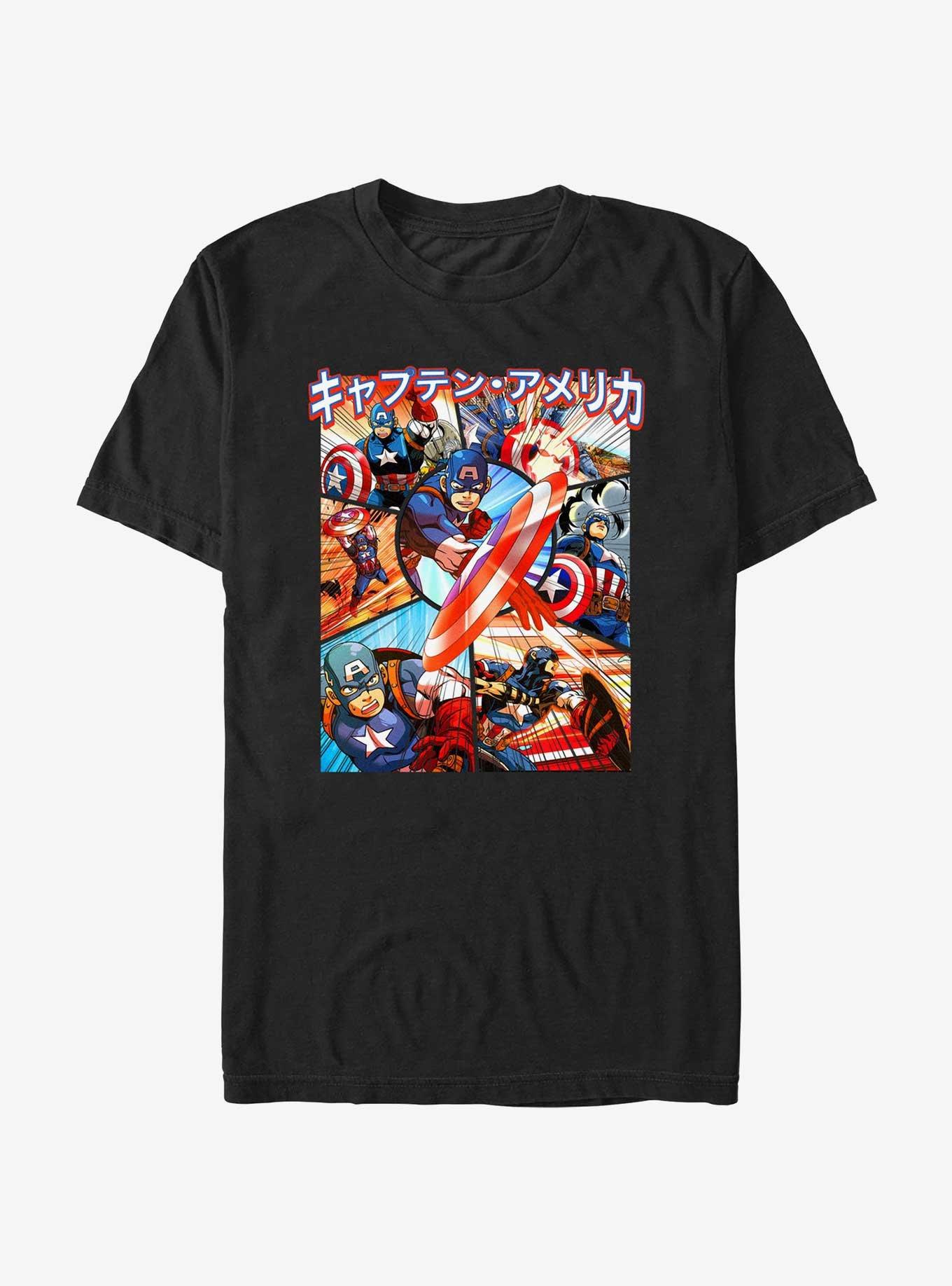 Marvel Captain America Anime Panels T-Shirt, BLACK, hi-res