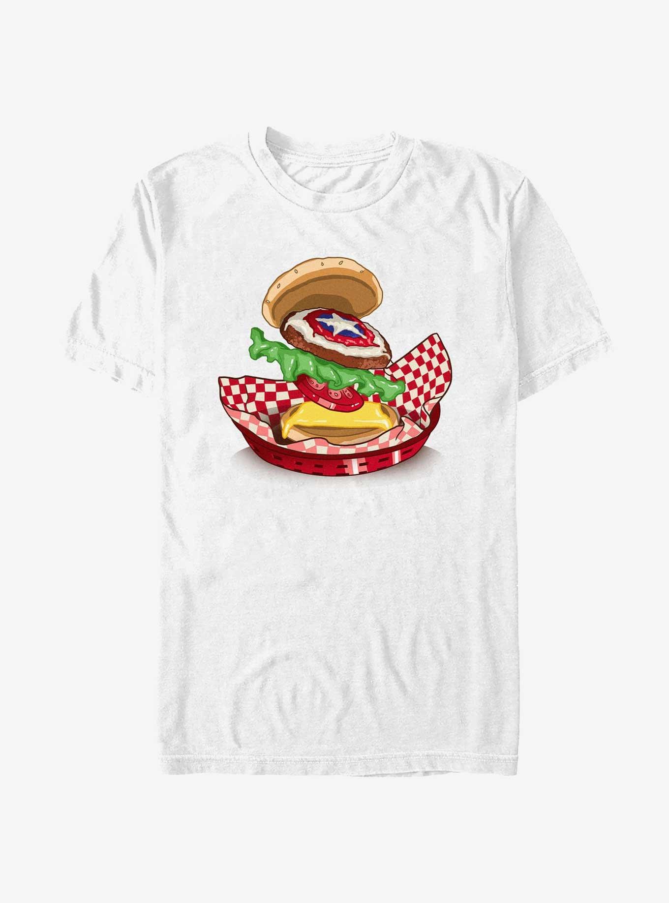 Marvel Captain America Cheeseburger T-Shirt, WHITE, hi-res