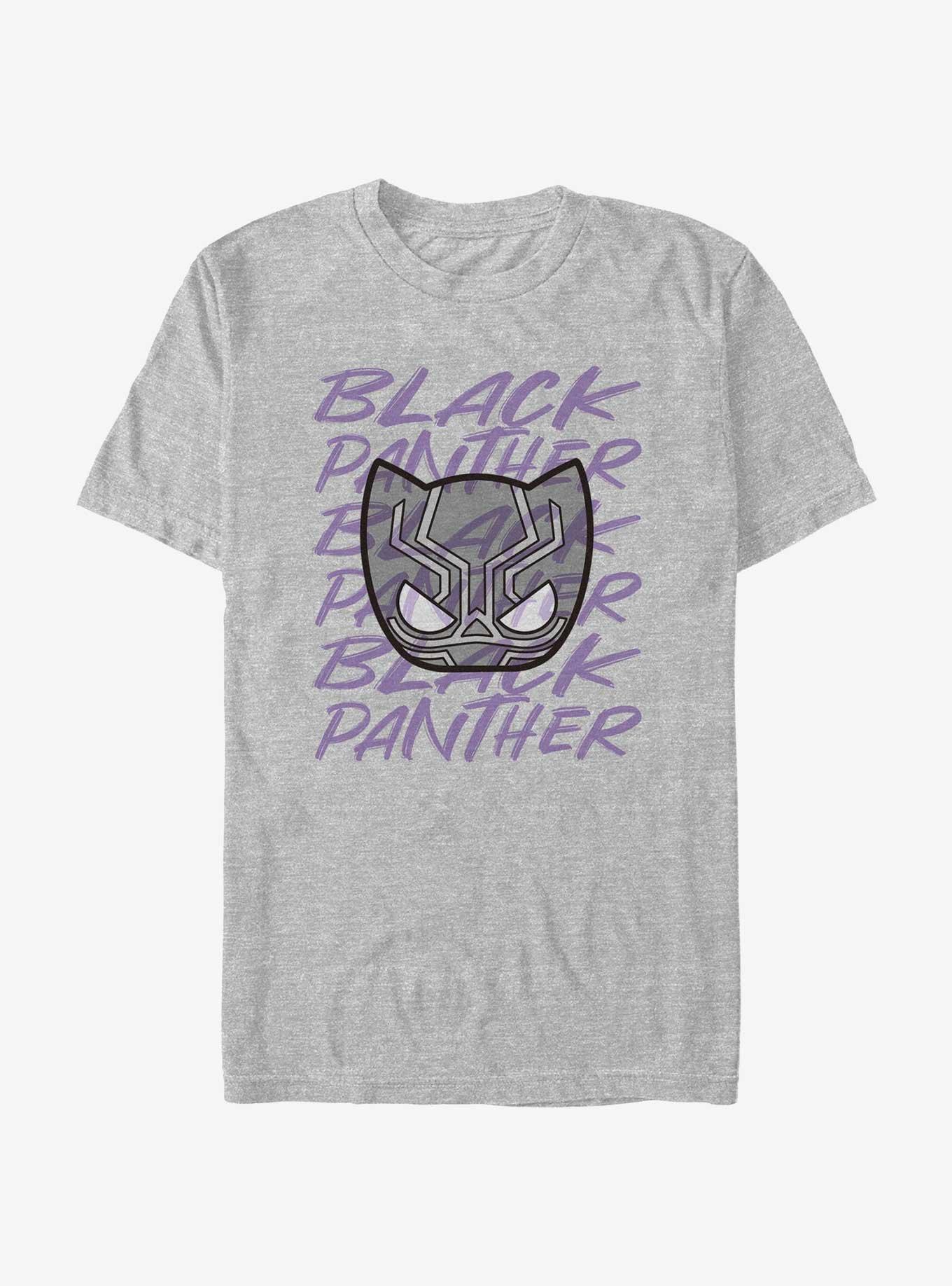 Marvel Black Panther Helmet Text Stack T-Shirt, ATH HTR, hi-res