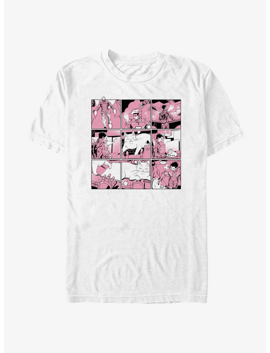 Marvel Iron Man Meow Cat Comic T-Shirt, WHITE, hi-res